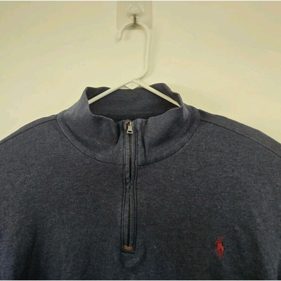 Polo Ralph Lauren Sweater Mens XL Navy 1/4 Zip Pullover Casual Fall Lightweight - Picture 2 of 7